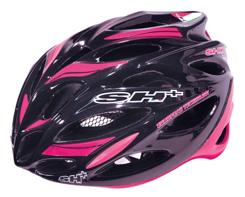 black and pink bike helmet